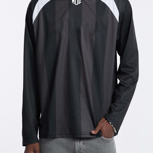 Camiseta de Manga Larga para Hombre, Jersey de Fútbol Americano de Poliéster, Logotipo Personalizado, Panel con Rayas, Top de Entrenamiento, Ropa Deportiva de Fútbol al por Mayor OEM, EE. UU. - Product Image 3