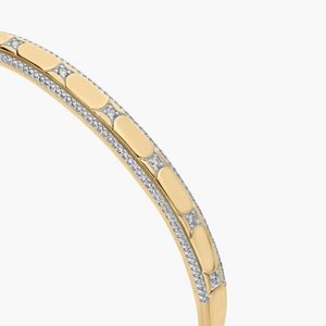 Double Row Natural Round Brilliant Cut Diamond Luxury <b>Bangle</b> <b>Bracelet</b> in Yellow Gold for Women - Product Image 5
