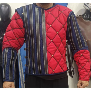 Vikings Medieval Quilted Gambeson Padded Jacket Red Blue Diamond Pattern Renaissance Reenactment Costume Cosplay - Product Image 3