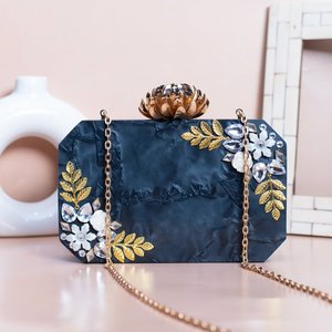 Sac de soirée élégant en acrylique finition pierre bleue pour femmes, idéal pour les fêtes et les occasions formelles - Product Image 1