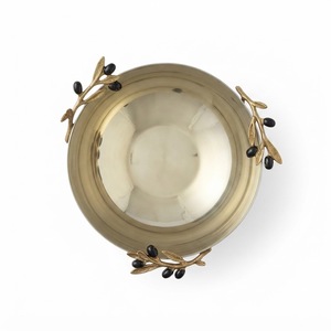 Cuenco de metal plateado con detalles de flor de cerezo dorada, moderno cuenco de frutas de acero inoxidable martillado para decoración del hogar. - Product Image 3