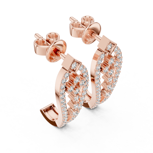 Exclusivos Pendientes de Oreja con Diamantes Redondos Cultivados en Laboratorio, Chapados en Rodio, en Oro Rosa de 18 Quilates, para Uso Diario o de Fiesta, Regalo para Mujer - Product Image 2