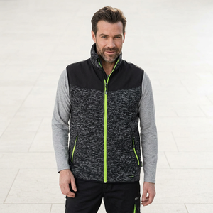Gilet zippé en polaire noir et gris pour homme avec accents verts, coupe droite, col montant, color block, décontracté, pour l'automne, style workwear, sweat-shirt - Product Image 1