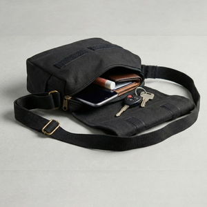 Bolso de hombro de lona con cierre de cremallera, diseño antirrobo, estilo minimalista unisex, correa arqueada desmontable - Product Image 4