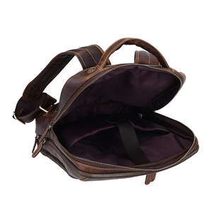 Sac à dos pour ordinateur portable, sac à dos vintage en cuir véritable pour hommes, sac à bandoulière à fermeture éclair de grande capacité - Product Image 4