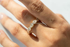 แหวนทองคำสีเหลือง14K ที่ได้รับการรับรองจาก IGI สำหรับผู้หญิงแหวนเพชรทรงรีหรูหราเครื่องประดับแต่งงานแหวนหมั้นสำหรับงานปาร์ตี้ - Product Image 2