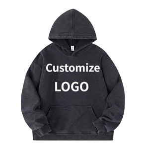 Customized Hoodie High Quality Street <b>Retro</b> Washed Mens Hooded <b>Sweatshirt</b> DIY Your Brand Design Personalized Team Clothing - Product Image 1
