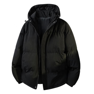 Men's <b>Winter</b> Hooded Puffer <b>Jacket</b> Casual <b>Waterproof</b> Breathable Eco-Friendly Polyester Fiber Filling Zipper Closure Windproof - Product Image 1