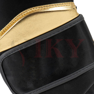 Gants de boxe en cuir artificiel avec logo personnalisé, couleur noir et or métallisé, ajustement ergonomique avec sangle de poignet sécurisée - Product Image 6