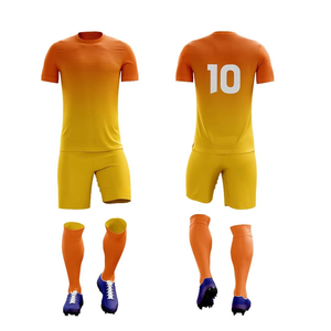 Conjunto de Camiseta de Fútbol Personalizada Naranja y Amarilla Más Vendida, 100% Poliéster, Malla Transpirable de Secado Rápido, Logotipo, Nombre y Número Personalizados - Product Image 2
