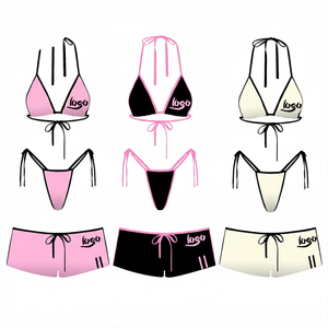 Maillot de bain sportif contrastant pour femme, bikini taille haute écologique, short de bikini personnalisé avec logo, ensemble 3 pièces à séchage rapide - Product Image 6