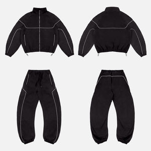 Conjunto de Chaqueta Cortavientos y Pantalones de Nylon Personalizados OEM, Estilo Urbano con Logotipo Bordado, Conjunto de Nylon de Verano - Product Image 1