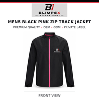 Veste bomber d'hiver noire et rose pour homme BLIMPEX INTERNATIONAL, coupe sportive, coupe-vent, col montant, coupe régulière, polyester, logo sur le devant