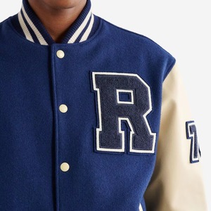 New Trendy Lettermen Bomber <b>Jacket</b> 100% Wool/Polyester/Cotton Canvas Casual Winter Front Logo Customizable Fabric <b>Fleece</b> <b>Lining</b> - Product Image 3