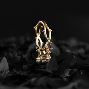 Nature Inspired Pear Cut Lab Grown Diamond Engagement Ring 14K Gold Vintage Style 1.56ct Total Carat Weight <b>Bridal</b> Anniversary - Product Image 3