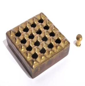 <b>Vintage</b> round brass hinged <b>ashtray</b> featuring a flip-top lid with a rest, available at wholesale prices. - Product Image 4