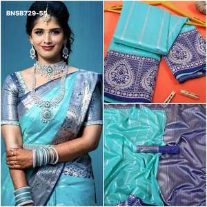 Sari en soie Lichi de qualité export indienne, lourd et magnifique, avec travail jacquard, fournisseur mondial, fabricant de mode féminine - Product Image 3