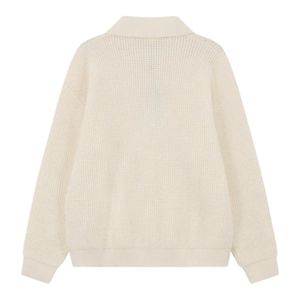 Pull Polo Homme en Maille Gaufrée à Manches Longues Blanc Décontracté Col Boutonné Haut Doux en Mélange de Coton Personnalisable OEM Vêtements pour Hommes - Product Image 2