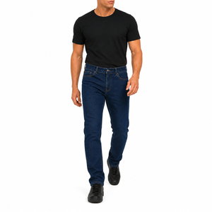 Jeans de Algodón para Hombre, Corte Slim Fit, Lavado Oscuro, Cintura Media, Cierre de Botones, Estilo Casual, Color Sólido, Bolsillos, Mezclilla Tejida - Product Image 2