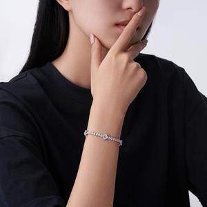 RAMDUT IMPEX Silver Plated Moissanite Brilliant Cut Channel Setting Tennis Bracelet Geometric Design Trendy Unisex <b>Gift</b> GRA - Product Image 5