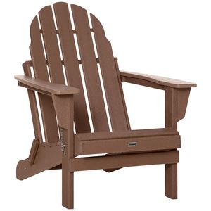 Sedia Adirondack Pieghevole per Tutte le Stagioni in HDPE Marrone per Patio e Spiaggia - Product Image 1