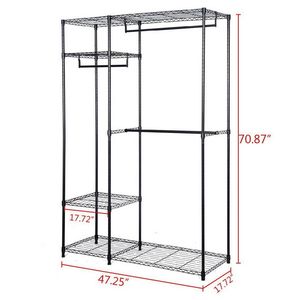 Spedizione Gratuita: Scaffale Portabiti a 4 Ripiani Nero, Organizzatore Nero di YJ - Product Image 4