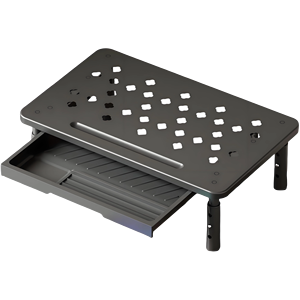 Support d'écran ergonomique réglable avec étagère de rangement en acier pour ordinateurs portables/imprimantes – Réduit la fatigue du cou et du dos - Product Image 1