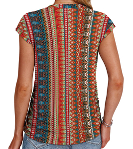 Camiseta de Algodón con Estampado Gráfico Personalizado para Mujer, Camiseta de Manga Corta, Suave y Transpirable, Top de Moda de Algodón Estampado para Verano - Product Image 5