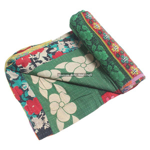 Couverture Kantha réversible de conception optimale 2026 pour la maison et l'hôtel, couverture indienne réversible cousue à la main, couverture lourde en vieux sari - Product Image 1