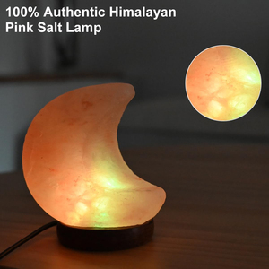 Lampe en sel rose de l'Himalaya naturel, forme demi-lune, lumière décorative en cristal, éclat chaud, décoration inspirée du Feng Shui, vente en gros - Product Image 2