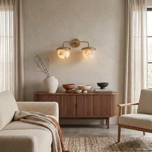 Modern Brass Wall Sconce Round Marble Shade Indoor Lighting Fixture for Bathroom Home Decor - Product Image 5