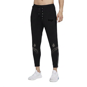 Pantalon de jogging noir pour homme, taille élastique, cordon de serrage, bande latérale, décontracté, fitness, logo sur la jambe droite, respirant, pour l'automne - Product Image 2