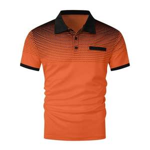 Chemise de golf décontractée pour homme, à manches courtes, motif à pois dégradé rouge, en polyester respirant, coupe classique, 180g - Product Image 4