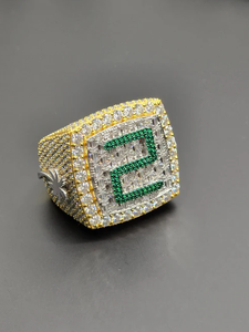 Bague Cocktail de Luxe en Moissanite, Argent 925 Plaqué Or 22K, Sertissage Pavé, Design Numéro 2, Bijoux pour Homme - Product Image 1