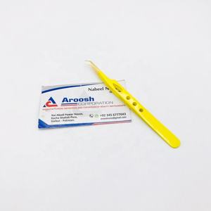 Pinzas de extensión de pestañas de acero inoxidable con revestimiento amarillo de 45 grados Logotipo personalizado Probado a mano con punta dorada Extensión de pestañas - Product Image 3