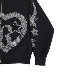 Sweat à capuche tendance pour homme avec strass, en mélange de coton de haute qualité, coupe oversize avec poches, couleurs et tailles personnalisables - Product Image 2