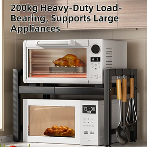 Organizador de encimera de cocina multinivel con ganchos laterales, estante de almacenamiento que ahorra espacio para electrodomésticos de microondas y utensilios de cocina - Product Image 6
