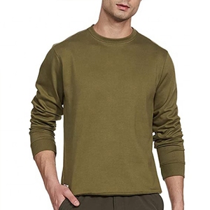 Sweat-shirt à col rond pour homme, vert olive, coupe classique, tricoté, style décontracté, couleur unie, manches longues - Product Image 3