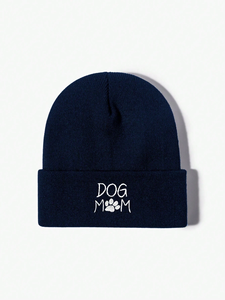 Bonnet brodé « Dog Mom » unisexe, bonnet en tricot d'hiver, style décontracté, adulte, 56-58 cm, bonnet chaud en acrylique, bonnet pour homme - Product Image 3