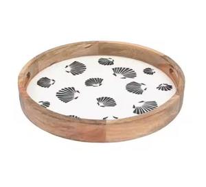 Modern MDF Lacquer Wooden Serving Tray Red Yellow Horizontal Pattern Handmade Gift <b>Decor</b> for Home <b>Kitchen</b> Use - Product Image 2