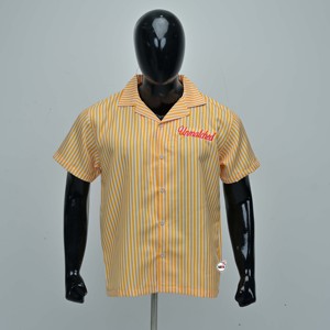 Camicia Casual da Uomo Gialla a Righe con <span class=keywords><strong>Mezze</strong></span> <span class=keywords><strong>Maniche</strong></span>, Design Sublimato, Vestibilità Regolare, Traspirante, con Logo Ricamato sul Davanti - Product Image 1