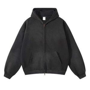 Hoodie surdimensionné délavé à l'acide pour hommes, prix usine de gros / Hoodie surdimensionné délavé à l'acide avec logo personnalisé - Product Image 2