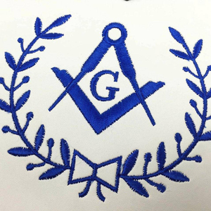 High quality Master Mason Blue Lodge <b>Apron</b> - <b>White</b> & Blue Machine Embroidery Masonic <b>Aprons</b> featuring detailed embroidery - Product Image 3