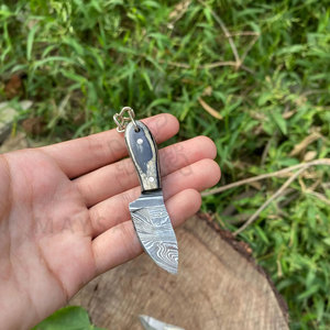 Mini Cuchillo Llavero de Regalo, Hecho a Mano, Hoja de Damasco Táctica, Cuchillos de Supervivencia y Caza, Llaveros - Product Image 5