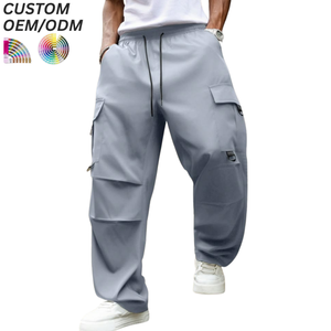 Pantalon décontracté en coton noir respirant imprimé avec cordon de serrage pour hommes grandes tailles, support OEM/ODM pour logo personnalisé et vente en gros - Product Image 3