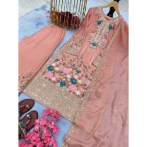 Conjuntos de Diseñador para Mujer, Top de Seda Chinon Pura y Dupatta Plazzo para Fiestas - Product Image 2