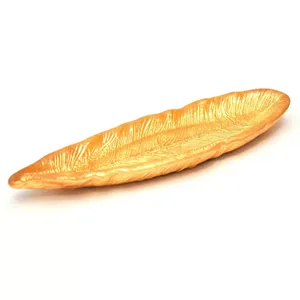 Plateau de petit-déjeuner de luxe fait main pour les chambres d'hôtel, les resorts, les villas et les services d'hôtellerie haut de gamme, décoratif en forme de feuille plaqué or - Product Image 2