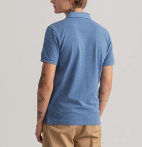 Chemises polo pour hommes à col montant, respirantes, en coton, coupe classique, motif uni, tricotées, manches courtes, décontractées, design personnalisé - Product Image 2