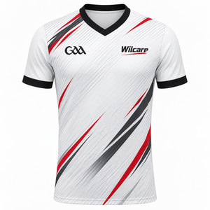   Camiseta Deportiva Verde con Cuello en V para Hombre, con Rayas Diagonales Doradas, Impresión por Sublimación, Transpirable, de Poliéster, Marca Wilcare Sports - Product Image 4