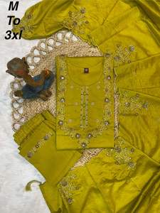 ชุดสัลวาร์ผ้าไหมมารีน่า ดีไซน์ทันสมัย สไตล์อินเดีย-ปากีสถาน สีน้ำเงิน ล่าสุด โดดเด่น สำหรับผู้หญิง  ชุดออกงาน ชุดแต่งงาน ชุดลำลอง - Product Image 2